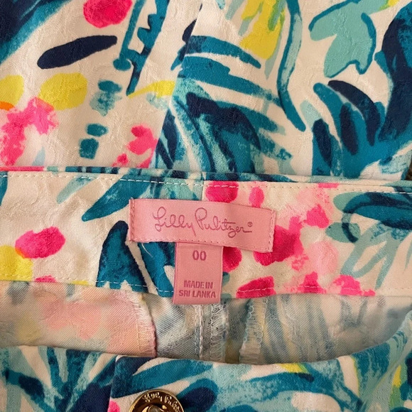 Lilly Pulitzer Kelly skinny ankle pants Serene Blue vibrant abstract print 00 - Picture 4 of 6